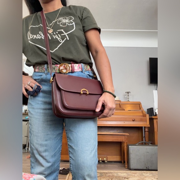 ❤️Elegant Cartier All
 Leather Burgundy Shoulder Bag❤️ Authentic - Picture 16 of 17